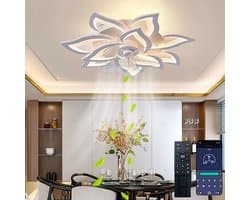 10 Lotus Ventilator Lamp - Plafondventilator - Smart Lamp - Met Dimmer - 3 Standen Ventilator - Keuken Lamp - Woonkamerlamp - Moderne lamp — afbeelding 1