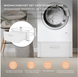 Thuys – Wasmachine Verhoger – Met Lade – Sokkel Met Laadcapaciteit tot 150 KG – Kast – Ombouw – 63 x 54 cm – Wit — thumbnail 2