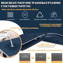 Wasmachineafdekking - 60 x 60 cm - zacht en op maat te snijden - antislip - universeel voor wasmachine en droger - badkamers en keuken - blauw — thumbnail 2