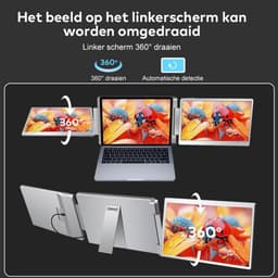 Virello® Draagbare Flip Monitor 15,6" Full HD - USB-C & HDMI - Inclusief Beschermhoes - Voor Laptop, MacBook, PS5, Nintendo Switch - Grijs - 2 jaar garantie — thumbnail 5