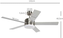 Livano Plafondventilator - Met Verlichting - Plafond Ventilator - Met Lamp - Plafonniere Met Ventilator - Met Licht - Wit — thumbnail 2