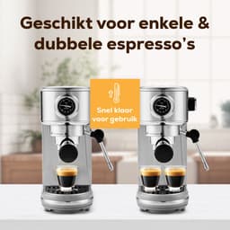 KitchenLove Pistonmachine - RVS Espressomachine - 20 Bar - Handmatig - Met Stoompijpje — thumbnail 4
