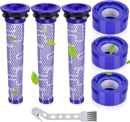 3X Dyson V8-filter - wasbaar en herbruikbaar met dubbellaagse siliconen afdichting voor V7/V8 Animal - absoluut, volledig schoon - voor huishoudens of mensen met allergieën — thumbnail 1