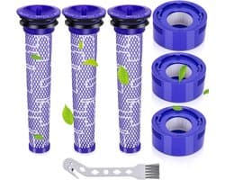 3X Dyson V8-filter - wasbaar en herbruikbaar met dubbellaagse siliconen afdichting voor V7/V8 Animal - absoluut, volledig schoon - voor huishoudens of mensen met allergieën