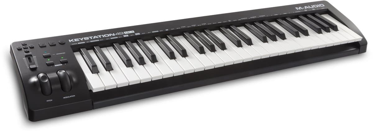 M-Audio Keystation 49 MKIII - 49-toetsen USB MIDI-Keyboard Controller met Pitch- / Modulatiewielen, Plug & Play (Mac/PC) Connectiviteit, Gratis Online / App-lessen en Softwareproductiesuite Inbegrepen — afbeelding 1