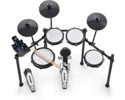 Alesis Nitro Max Kit Elektrisch Drumstel met Stille Mesh Pads, 10" Dual Zone Snare, Bluetooth, 440+ Authentieke Klanken, Drumeo, USB MIDI, Kick Pedaal