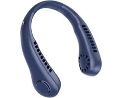 Nekventilator - Oplaadbaar - Unisex - Draagbaar - Handsfree en bladloos - Persoonlijke koelventilator met LED-display - 5 snelheden - Draagbare hangventilator - Voor reizen/wandelen/sporten/koken - Blauw — afbeelding 1