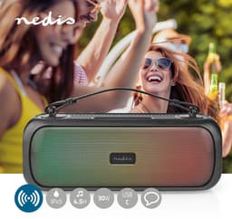 Nedis Bluetooth Party Boombox - 4.5 uur - 2.0 - 45 W - Media afspeelmogelijkheden: AUX / USB - IPX5 - Koppelbaar - Handgreep - Feestverlichting - Zwart — thumbnail 2