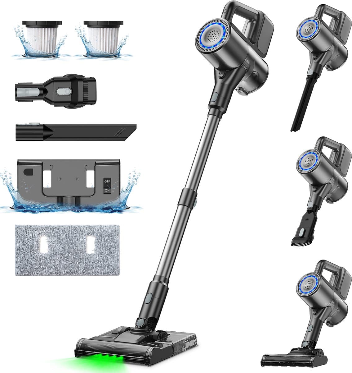 NETTLIFE Steelstofzuiger Draadloos - S7- Akku - 30 min looptijd - Kruimeldief - 30Kpa - met cycloon & anti-klit technologie - Draadloze Stofzuiger - geschikt voor hardhouten vloeren | tapijt | tegels — afbeelding 1