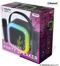PartyFunLights Mini duo karaoke set party speaker - met twee microfoons zwart - Discoverlichting - Draadloos - Voor volwassenen en kinderen — thumbnail 2