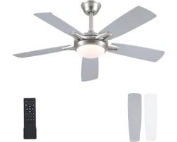 Plafondventilator 5 blad Ø127cm wit - stille ventilator – top kwaliteit - energie zuinig – met remote - 6 snelheden – beste alternatief voor airco - zomer en winter stand – zwarte ventilator — afbeelding 1