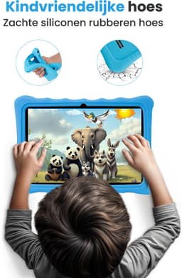 CRVFTED Tablet - 10 inch - Kids Proof - 64GB - Kinder Tablet - Gratis Beschermende Hoes - Ouderlijk Toezicht - Blauw - Gratis memory spel - Compact - Met voor & achter camera — thumbnail 4