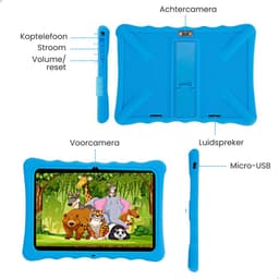 CRVFTED Tablet - 10 inch - Kids Proof - 64GB - Kinder Tablet - Gratis Beschermende Hoes - Ouderlijk Toezicht - Blauw - Gratis memory spel - Compact - Met voor & achter camera — thumbnail 5