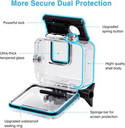 Geschikt voor Waterdichte behuizing GoPro Hero 13/12/11/10/9 zwart, 60M duikbeschermende behuizing Geschikt voor GoPro 13/12/11/10/9 actioncamera, waterdichte beschermhoes met snelkoppeling — thumbnail 5