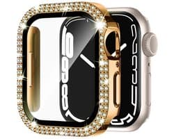 MY PROTECT - Diamond Hoesje Geschikt Voor Apple Watch 42mm (Series 10) Bescherm Case & Screenprotector - Goud