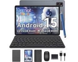 VekfulPC Tablet - T20 Tablet - 24GB RAM - 256GB ROM - 5000mAh - 10.1 Inch - 5G WiFi - AI Gemini 2.0 - Android 16 - Met Toetsenbord - Hoes - Stylus - Muis - Grijs