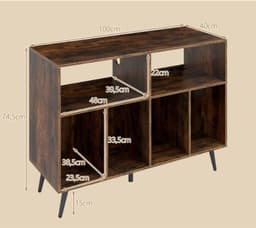 Platenspelermeubel - LP-kast - Platenspelerkast - Draaitafelstandaard - Platenspelerstandaard - Vintage Displayplank - Rustiek bruin — thumbnail 5