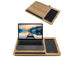 TrueLogic Alpha Laptop standaard - Laptoptafel - Bedtafel - Laptopkussen - Laptopstandaard - Voor laptops t/m 17 inch - Inclusief 8GB USB stick - Timber Touch