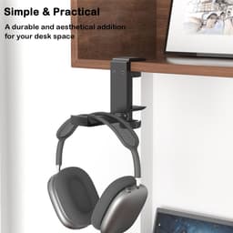 Nieuwe opvouwbare hoofdtelefoonstandaard, aluminium hoofdtelefoonstandaard, ruimtebesparende standaard voor op het bureau, universele gamingheadset, zwart — thumbnail 5