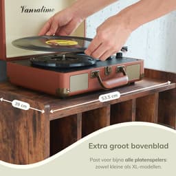 ACAZA LP Opbergsysteem - LP Houder - Vintage Bruin - 56,5 x 39 x 66 cm (L x B x H) - Platenspeler Meubel - Vinyl Opbergsysteem - Platenrek - Platenkast - Platenhouder - 110 Platen — thumbnail 3