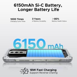 DOOGEE Blade 10 Pro Energy 4.5G - Robuuste Telefoon - Smartphone - 32 GB RAM+256 ROM（2TB/TF) - Android 15 - 6,56-inch HD+ 90Hz - 6150mAh/18W - IP68 - 10.7mm - Face ID - NFC - GPS - Zilver — thumbnail 2