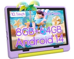 Hotlight KT1016 - Android 14 kindertablet - 10.1 inch kinder tablet - 8(3+5)GB RAM/64GB ROM– 5000mAh - Paars