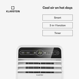 Klarstein Mobiele airconditioner met luchtafvoerslang, 4-in-1 airconditioner, ventilator, luchtontvochtiger & nachtmodus, Kleine & draagbare airconditioner voor thuis & op kantoor, Laag verbruik, 7000 BTU,1 kW voor 23 m² - Afstandsbediening Timer — thumbnail 5