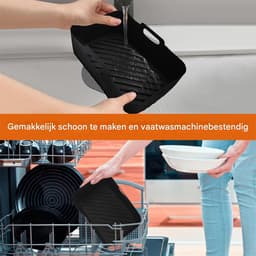 Siliconen Mal voor de Heteluchtfriteuse - Heteluchtfriteuse Accessoires - Olie Afvoeren Design - Rechthoekige Heteluchtfriteuse Ovenschaal - Zwart - 19,5x12,7x7 cm - 2 Stuks — thumbnail 7