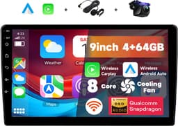 Boscer Autoradio 2Din Universeel - Android 15 - Apple Carplay & Android Auto (Draadloos) - 9 Inch HD IPS Touchscreen - 8-Core 4+64GB - Interne Koeler - GPS Navigatiesysteem - USB, Bluetooth, WiFi & MP5 - Achteruitrijcamera & Microfoon — thumbnail 1