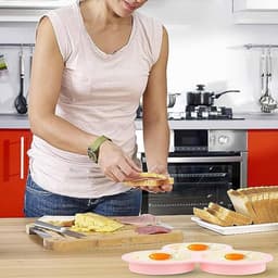 Eierpan Voor Air Fryer - Siliconen Muffin Tray - 2 Stuks Accessoires Met 3 Holte - Non Stick Pannenkoek Pan - Gebakken Ei Pan Voor Bakken en Koken — thumbnail 5