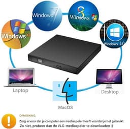 Externe DVD Speler – COMBO CD Brander – USB Plug & Play – Compatibel met CD, DVD, MP3 – Voor Laptop & PC – Zwart – Compact Formaat – 1 Stuk — thumbnail 4