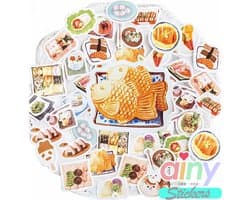 Ainy Food Stickers 46 stuks voor bullet journal, fotoalbum, wenskaarten, laptop, telefoon - ook geschikt als foodie japan geschenksticker, skateboard sticker, graffiti stickers, knutselen stickervellen voor kinderen en volwassenen