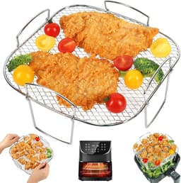 8-inch Vierkant Airfryerrek, Droogrek van Roestvrij Staal, Vierkante Airfryer Accessoires, Geschikt voor Cosori, Instant Vortex, Gourmia, Ninja Foodi Grill en meer. — thumbnail 2