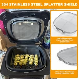 Spatbescherming van roestvrij staal Geschikt voor Ninja Foodi AG301 Airfryer-accessoires (2-pack) Spatbescherming van fijn gaas Geschikt voor Ninja Foodi 5-in-1 Indoor Grill AG300, AG300C, AG301C, AG302 en AG400 — thumbnail 2
