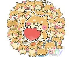 Ainy Shiba Hondje Stickers 45 stuks voor bullet journal, fotoalbum, wenskaarten, laptop, telefoon - ook geschikt als geschenksticker, skateboard stickers, graffiti stickers, knutselen kawaii stickervellen voor kinderen en volwassenen