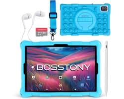 Bosstony Snelle Kids Tablet 10 inch - Ouderlijk Toezicht - 6000mAh Batterij - Android 13 - Incl Beschermpakket - Kindertablet vanaf 3 jaar