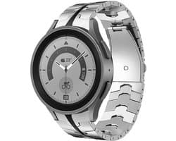 Strap-it Smartwatch bandje - Stalen Special horlogeband - geschikt voor Samsung Galaxy Watch 7 (40 & 44mm) / Galaxy Watch 6 (Classic) / Galaxy Watch 5 / Galaxy Watch 5 Pro / Galaxy Watch 4 / Galaxy Watch 4 Classic / Watch FE - zilver/zwart