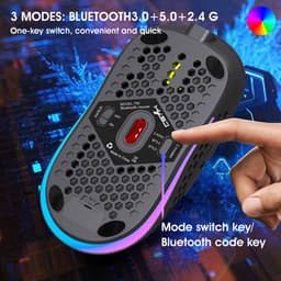 HXSJ T90 2.4G Draadloze Gaming Muis - Bluetooth - Computermuizen - Ultra licht - RGB Verlichting - Zwart — thumbnail 4