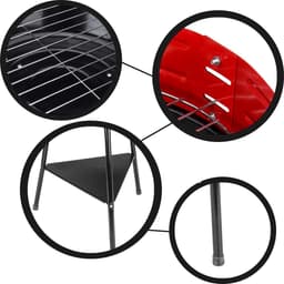 Houtskoolbarbecue Ø36 cm | Verstelbare Grill BBQ | Halfopen | BBQ | Zwart / Rood — thumbnail 3