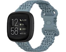 Strap-it Smartwatch bandje - siliconen bandje met patroon - geschikt voor Fitbit Versa 3 / Versa 4 / Sense / Sense 2 - grijsblauw