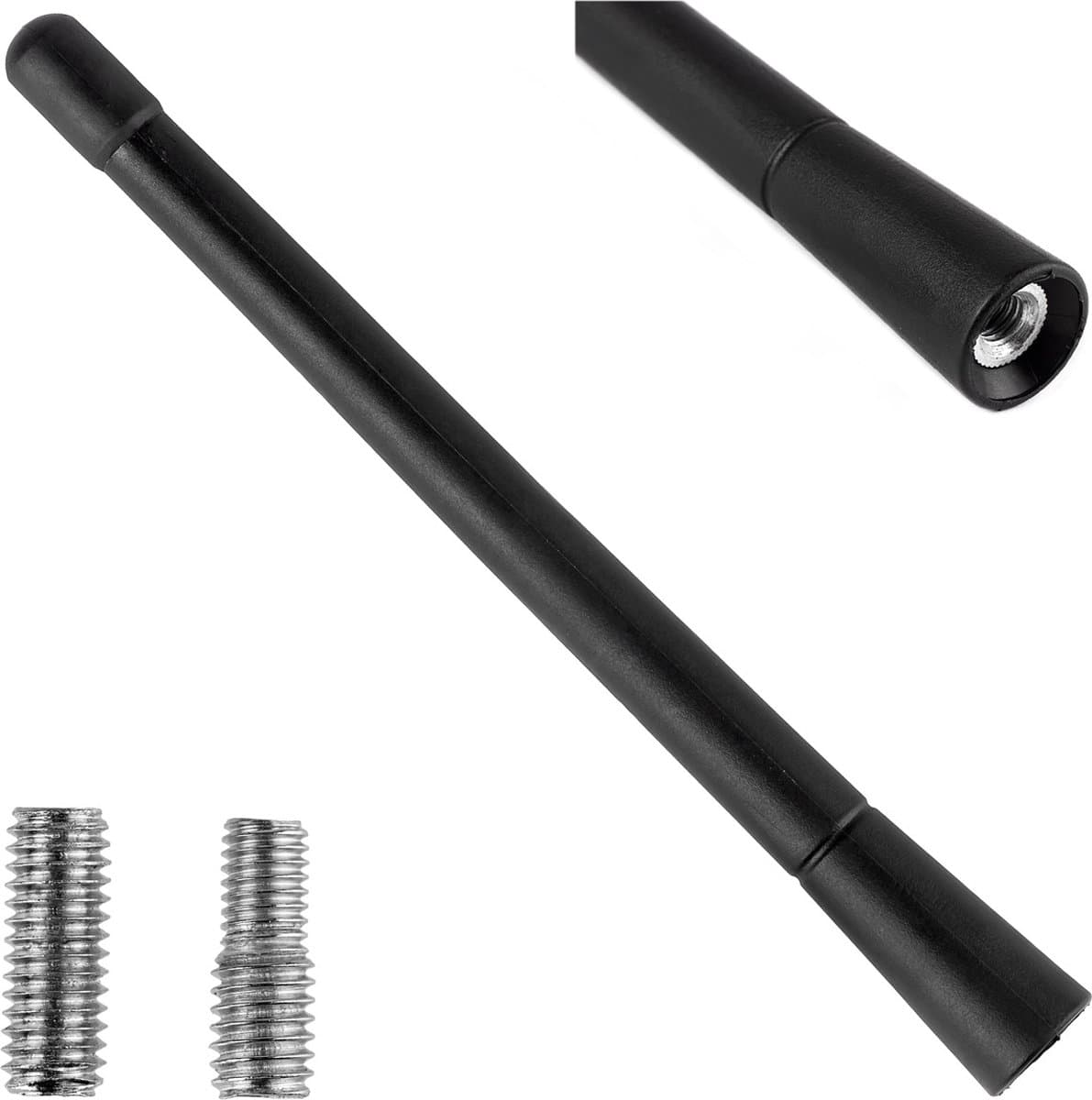 AMIO FM/AM Auto Antenne Mini Universeel Zwart 18 cm met 5/6mm Adapter – Geschikt voor Volkswagen, Audi en Skoda — afbeelding 1