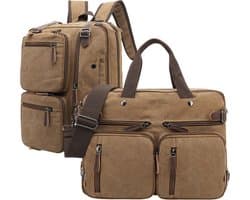 Jeusin® Multifunctionele comfortabele laptoptas 3-in-1 Rugtas- - Rugzak - Schoudertas - Voor 17,3-inch laptop formaat - Bruin