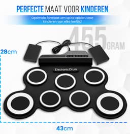 Luxe Drumstel - Inclusief Drumstokken En Oordopjes - Drumstel voor kinderen - Drumpad - Drumstel Elektronisch - Kinder Drumstel — thumbnail 3