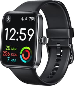 FITNOVA Smartwatch Dames & Heren - Horloge met stappenteller - Geschikt voor IOS, Smartwatch Android en HarmonyOS - Zwart — thumbnail 1