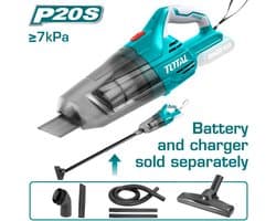 Total Tools Handstofzuiger/Kruimeldief 20V - Losse body incl. 4x opzetstuk & 2x verlengstuk