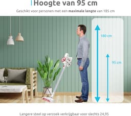CleanDays® Steelstofzuiger - Draadloos - Turbo Borstel en Kleine Turbo Borstel - LED Verlichting - Sterke Zuigkracht - Inclusief Muurbeugel - Kruimelzuiger - Steelstofzuigers - Stofzuiger Draadloos — thumbnail 2