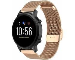 By Qubix - Geschikt voor Garmin bandje - Geschikt voor Garmin Forerunner 970 / 570 (47mm) / 255 - Milanese bandje met klemsluiting - Champagne goud - Smartwatch bandje 22mm