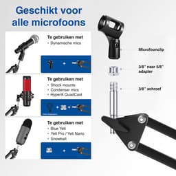Neewer Microfoon Arm - Boom Arm - Microfoon Standaard zonder Microfoon - Mic Stand - Zwart — thumbnail 2