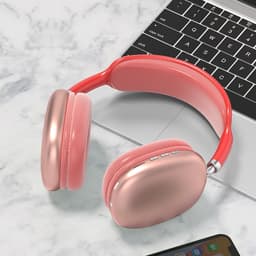 TechU™ Draadloze Bluetooth Koptelefoon – Game Headset – Hoofdtelefoon voor Muziek, Podcast & Gamen – Met Hoofdkussentje – Koraal — thumbnail 1