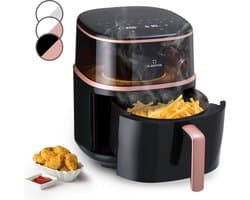 Klarstein Heteluchtfriteuse, XL Airfryer om te Frituren, Friteuse met Stoomfunctie, Temperatuurkeuze en 16 Programma’s, Airfryer voor Heteluchtfrituren, Heteluchtfriteuse zonder Olie 1500 W, 7,5 Liter